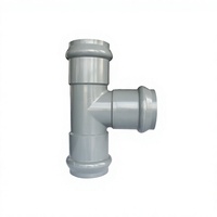 Raccord de tuyauterie PVC DIN8063, couleur grise, PN16, raccord en T à deux robinets avec vis en cuivre FM