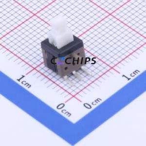 TK-6580B-1 Push Button Switch Through hole Switch Single Pole Double Throw Self-Locking Square Plunger Right Angle Insert - Product Image 1