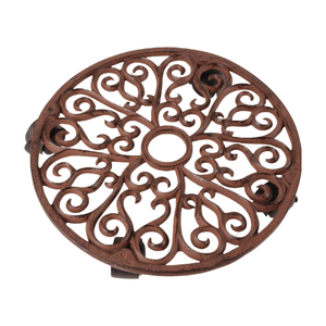 Support de plante en fonte robuste support de plante en <span class=keywords><strong>pot</strong></span> rond support de <span class=keywords><strong>pot</strong></span> de fleurs <span class=keywords><strong>sur</strong></span> 3 roues solides support de jardinière intérieur extérieur - Product Image 6