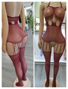 Nuisette Bas de corps en résille évidée <span class=keywords><strong>Grande</strong></span> <span class=keywords><strong>taille</strong></span> Sexy jarretelles ceinture bas femmes Sexy sans entrejambe Lingerie exotique - Product Image 4