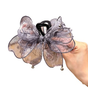 Summer mesh tassel hair <b>clip</b>, women's <b>bow</b> hair <b>clip</b>, elegant half-up hair <b>clip</b>, back of head updo shark <b>clip</b> head accessory - Product Image 4