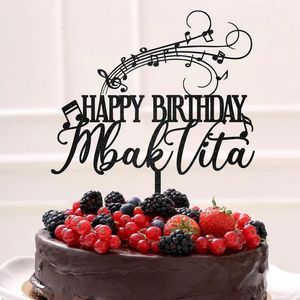ตัวตกแต่งเค้กอะคริลิคแบบมีชื่อส่วนตัว รูปโน้ตดนตรี "ฮันนี่แอนด์สวีทเนส" สุขสันต์วันเกิด สำหรับตกแต่งเค้กในงานวันเกิด - Product Image 4