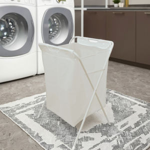Rangement pour meubles Vêtements sales Panier <span class=keywords><strong>à</strong></span> <span class=keywords><strong>linge</strong></span> pliable en plastique Peva avec cadre en X pour salle de bain - Product Image 4