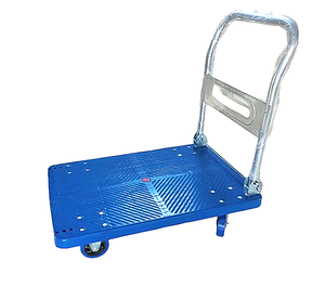 Chariot à plateforme pliable en plastique bleu pour entrepôt ménager, 4 roues, 650*1100mm, chariot à main, 500kg - Product Image 3