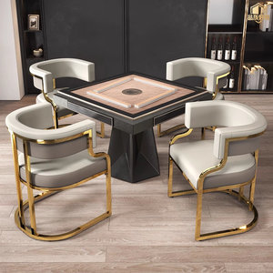 Silla de comedor de lujo de acero inoxidable dorado, sillón en forma de U de cuero PU, silla decorativa moderna para el hogar, restaurante, hotel - Product Image 5