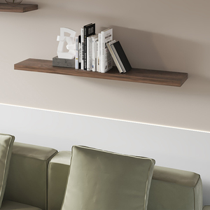 Dark Brown Floating Shelf Set Of 2 In Melamine <b>Wall</b> Display Shelves For Living Room Home Decor - Product Image 2