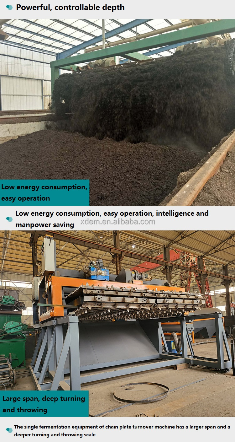 XDEM Chain Plate Stacker Hydraulic Auxiliary Chain Turner Organic Fertilizer Compost