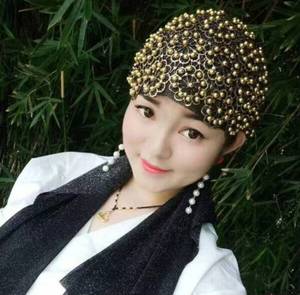 Shiny T-shaped headscarf <b>hat</b>, ethnic style, outdoor breathable, eco-friendly, all-season women's <b>hat</b> - Product Image 1