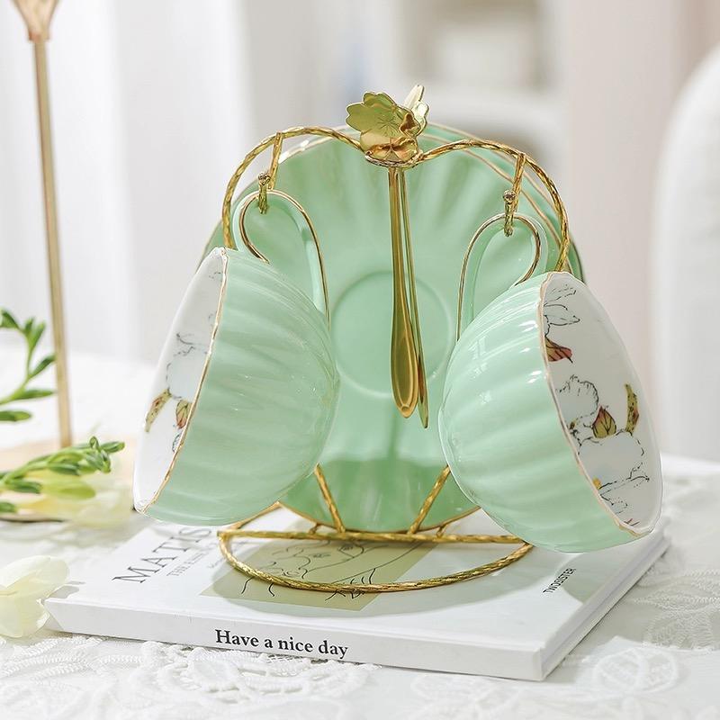 Green- 2 cups saucers