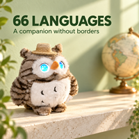 Hibou en peluche éducatif multilingue avec intelligence artificielle, Wi-Fi intégré et musique interactive