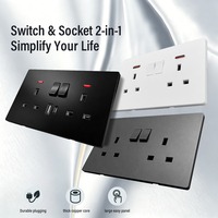 Enchufe Doble Estándar del Reino Unido de 13A con Interruptor, 2 Tomas BS de 13A con Indicador de Neón, Panel de PC Blanco, Negro, Gris, Enchufe de Pared con USB Tipo C