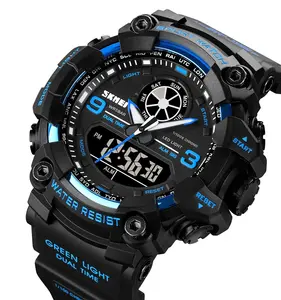 热销型号1818 skmei数字手表双时间5atm定制个性化时尚硅胶表带手表