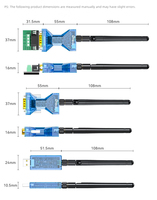 DTECH IOT5095S-X Série USB/RS232/RS485 vers TPUNB Émetteur-récepteur sans fil à antenne ventouse 8 km