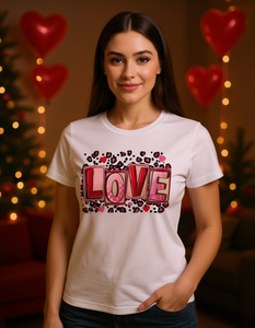 T-shirt Rosa Rossa con Scritta Love Letter Unisex Vestibilità Comoda in Cotone Stampato Casual a Maniche Corte Lavabile in Lavatrice S-XXXL - Product Image 2