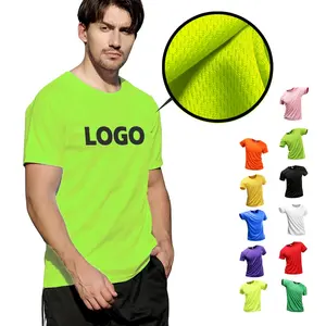 Новый дизайн, оптовая продажа, индивидуальный логотип, быстросохнущая Мужская футболка из 100% полиэстера с круглым вырезом для занятий спортом, бега, тренажерного зала