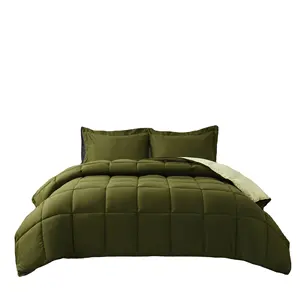 Ensemble de couettes alternatives en duvet vert 3pcs Queen Size Couette réversible toutes saisons avec deux taies