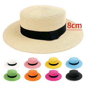 Sombrero plano de paja panameña con parte superior redonda y hebilla cuadrada personalizada, sombrilla de <span class=keywords><strong>turismo</strong></span> de verano, sombreros de pescador de ala grande, HT-2183 - Product Image 2