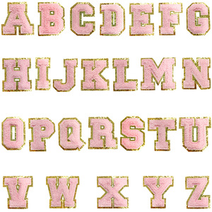 Custom <strong>Chenille</strong> Glitter Gold Leather 26 Letter Self-Adhesive Hot Melt Glue Iron-On Patches DIY Embroidery Accessories - Product Image 5
