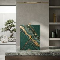 Boîte magnétique à rabat personnalisable avec logo, en marbre vert émeraude, conteneur rigide haut de gamme avec motif en feuille d'or pour cosmétiques et bijoux