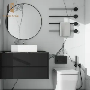 Черный туалетный столик ванная комната современный шкаф для умывальника Ванная комната для дома