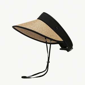 Chapeau de soleil pliable en paille naturelle pour femme, visière creuse, idéal pour le cyclisme en extérieur, vente en gros d'usine - Product Image 4