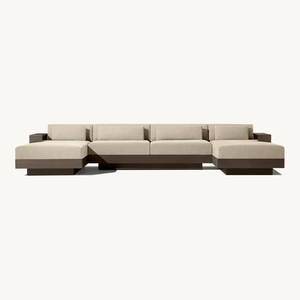 Sang Trọng Kim Loại Nhôm Khung Cắt Sofa Patio Ngoài Trời Đồ Nội Thất Sân Vườn Mời Thư Giãn Sofa Set - Product Image 4