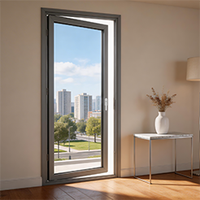 Porte coulissante en aluminium à rupture de pont thermique série ZCSUNG 145, insonorisée, isolée thermiquement, avec fenêtre à battant en verre pour balcon