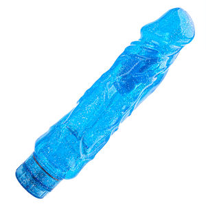 TPR Dildo elettronico trasparente per masturbarsi blu arancione rosa singola vibrazione pene per la stimolazione G-Spot per le donne - Product Image 1