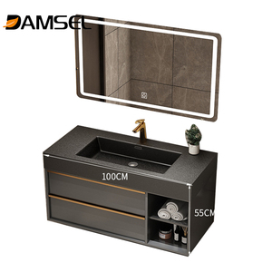 <span class=keywords><strong>DAMSEL</strong></span> - Mueble de Baño Rectangular Moderno de Mármol, con Lavabo Integrado, Espejo con Iluminación, Ecológico, con Cierre Suave - Product Image 1