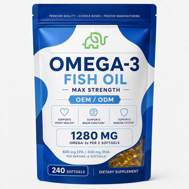 OEM/ODM Wholesale Fish Oil Omega-3 DHA+EPA Softgel Capsule Support Heart Brain Dietary Supplement Private Label China Factory