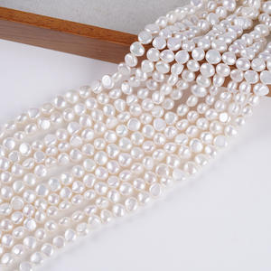 Perles d'eau douce naturelles baroques de 7-8 mm en forme de riz, à double face, avec trou latéral, pour colliers et bracelets DIY - Product Image 2