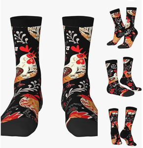 Calcetines bonitos <span class=keywords><strong>de</strong></span> gallo y pollos, calcetines <span class=keywords><strong>de</strong></span> compresión para mujeres y hombres, novedad, medias <span class=keywords><strong>de</strong></span> media pantorrilla con contraste <span class=keywords><strong>de</strong></span> Color - Product Image 4