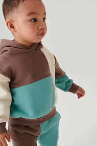 Impression personnalisée/broderie à capuche ensembles garçons printemps Street Wear 2 pièces ensemble Toddle enfants Colorblock survêtement - Product Image 3