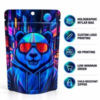 Sachets Doypack personnalisés en Mylar holographique imprimés par gravure, anti-odeur, refermables avec fermeture éclair, pour l'emballage de bonbons, de gelées et de snacks