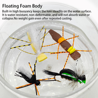 Mouches artificielles en mousse pour la pêche à la mouche sèche, mouches terrestres flottantes à haute flottabilité avec pattes en silicone souple, hameçon bronze pour achigan, truite, carpe