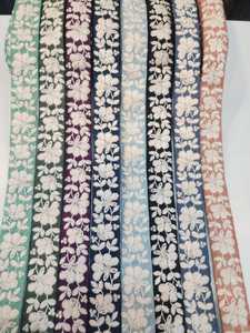 Vente en gros de bordure en dentelle de tulle brodée de style ethnique vintage en maille colorée - Product Image 3