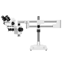 Trinocular Stereo Microscope 7X-50X with WF10X Eyepieces 100mm Working Distance for Clock Restoration and Coin Collecting