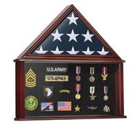 Grand drapeau funéraire vitrine vétéran militaire médaille ombre boîte convient 5 'x 9.5' plié drapeau funéraire américain
