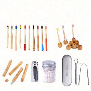 Ergonomic Soft Biodegradable Organic Charcoal Holder <b>Case</b> Reusable Hotel Travel Cleaning Brush <b>with</b> Plastic <b>Toothbrush</b> Logo - Product Image 1