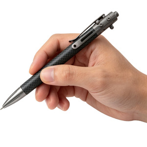 Stylo en fibre de carbone à mécanisme à bille, stylo de signature professionnel, outil d'autodéfense en acier tungstène, outil d'urgence pour hommes d'affaires, certifié CE - Product Image 1