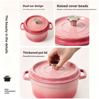 Cocotte en fonte émaillée LFGBFDA, pot de cuisson avec logo personnalisé sur le bouton, compatible induction et gaz, vente en gros, ustensile de cuisine