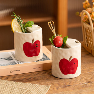 Creative Red Apple Coffee <b>Mug</b> Handmade Ceramic Coffee to Go Cup Unique Sip <b>Mug</b> - Product Image 6