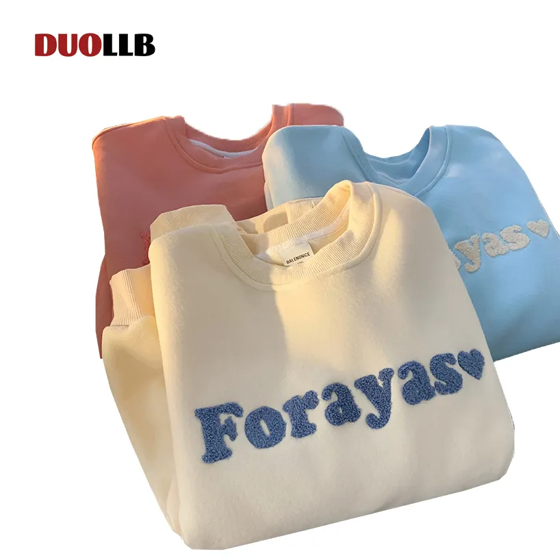 DUOLLB Long Sleeve Knitted Winter Custom Girls Pullover Towel Embroidery Cotton Knit Top Women Sweaters