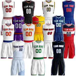 Op maat bedrukte, gestikte, mouwloze unisex basketbalsportkleding, ademend, 100% polyester jersey sets - Product Image 1