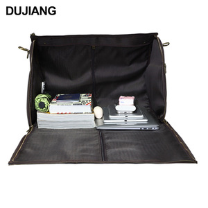 Bolsa de Viaje de Cuero Genuino Dujiang, Gran Capacidad, Cierre de Cremallera, Unisex, Color Marrón Sólido, Bolsa de Viaje Deportiva para Exteriores - Product Image 2