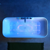 Baignoire de massage rectangulaire en acrylique, spa d'hydrothérapie intérieur avec jets de massage et éclairage LED pour la maison, l'hôtel, la villa