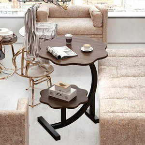 Nordic Modern 2-Tier Round Coffee <strong>Table</strong> for Living Room Convertible Wooden <strong>Side</strong> <strong>Table</strong> <strong>Small</strong> Design - Product Image 2