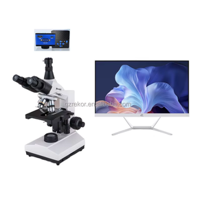 Microscopio computarizado trinocular biológico de Laboratorio Profesional, <span class=keywords><strong>software</strong></span> de <span class=keywords><strong>imagen</strong></span> editable directa con cámara, ordenador PC - Product Image 1