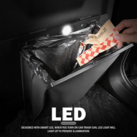 Poubelle intelligente en cuir avec LED, étanche, fermeture magnétique rapide, écologique, moderne, de luxe, organiseur de rangement pour voiture