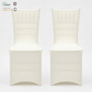 Funda elástica de licra para silla Chiavari de hotel, color marfil, certificada NFPA 701, para comedor y ferias comerciales, venta al por mayor - Product Image 1
